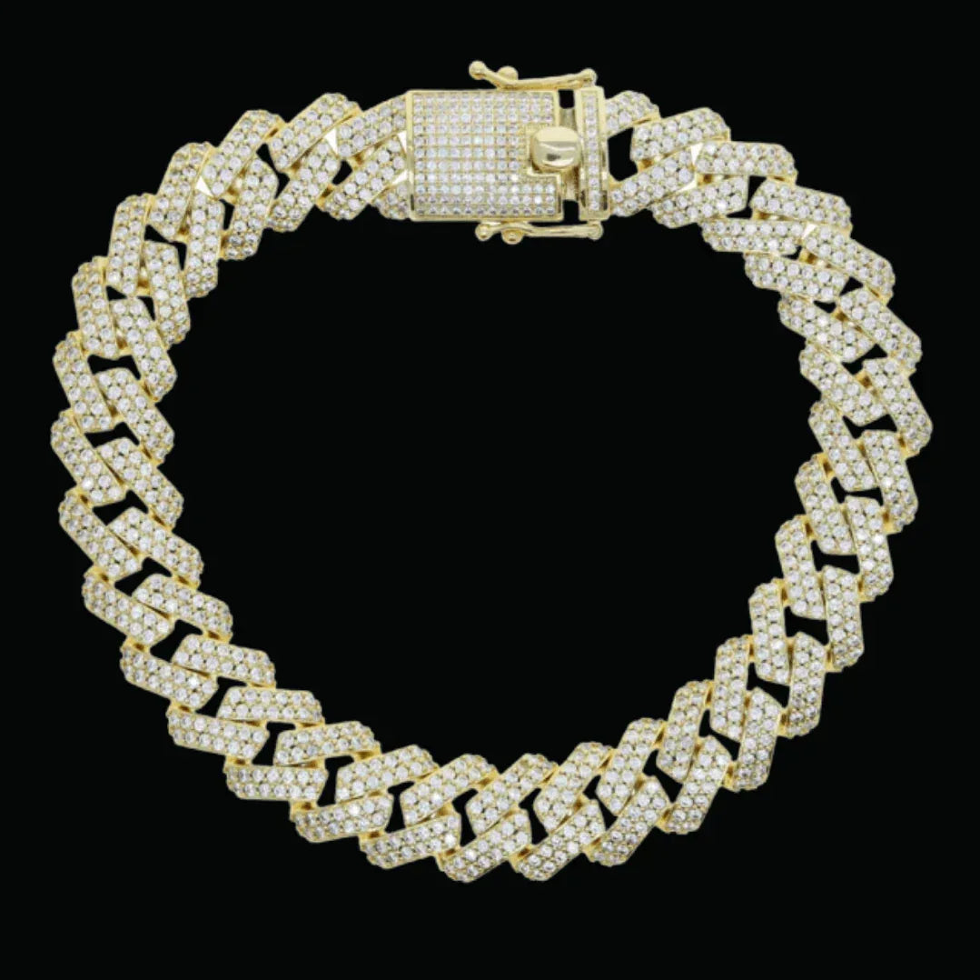 12MM Miami Cuban Link Iced Out Bracelet - CaratixJewelry